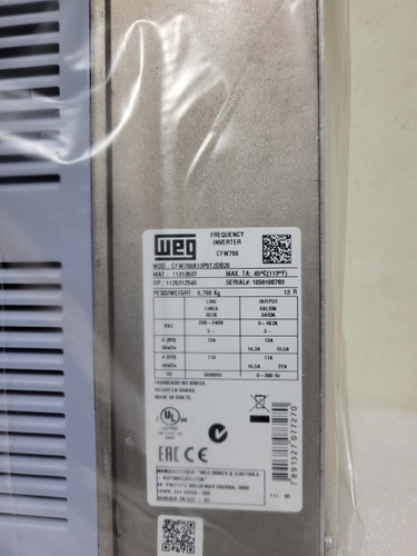 Inversor De Frequencia Weg Cfw700a13p0t2db20 13a 4cv/220v