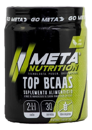 Bcaa Meta Nutrition Top Bcaas 30 Servicios Sabor Strawberry Tropical