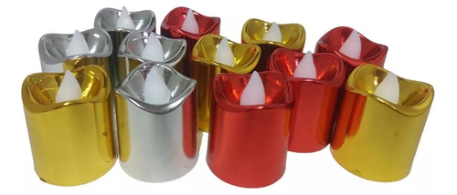 Set 12 Mini Velas Led Metalizadas  5 Cm