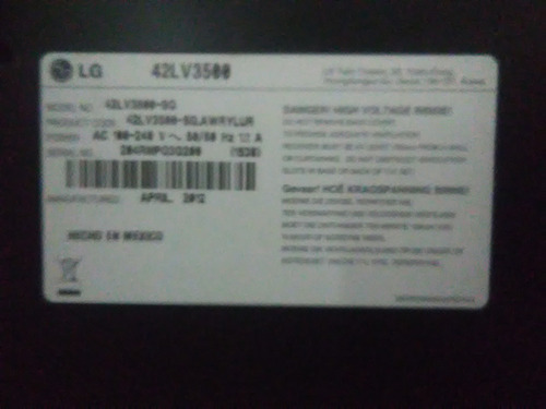 Tv LG Led 42' Lv3500 Para Respuesto (Usado)