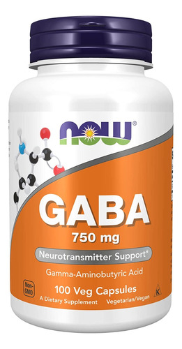 Now Foods Gaba Acido Gamma Aminobutirico 100caps 750mg