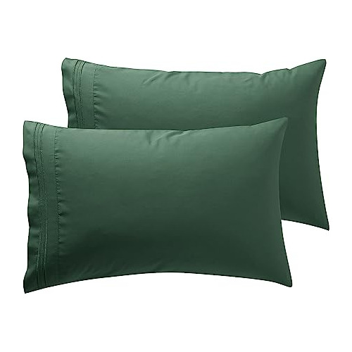 Funda Almohada Microfibra Queen, Verde Set 2 