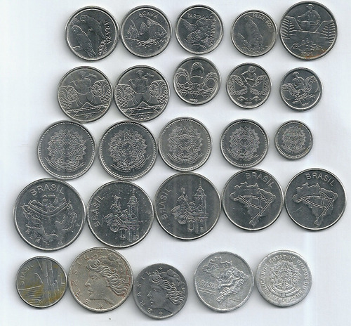 20 Centavos 1967 E 1987 + 5 Cruzeiros Reais 1994 + 22 Moedas