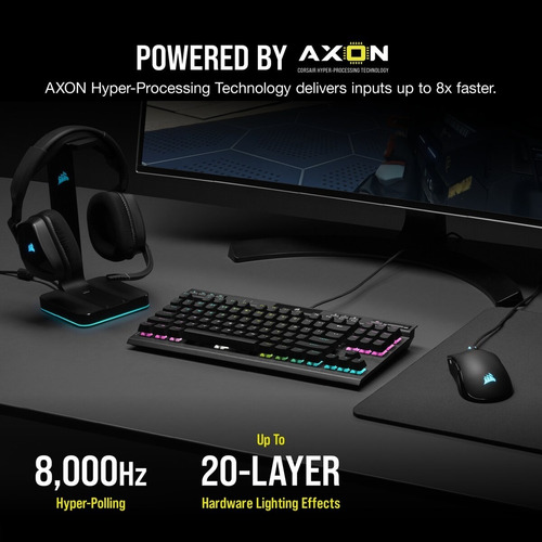 Corsair Champion Series K70 RGB TKL QWERTY Cherry MX RGB Speed, inglês americano, teclado preto para jogadores com luz RGB