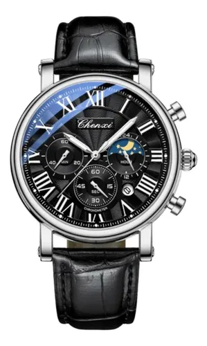Reloj De Lujo Para Hombre Con Fase Lunar 3 Bar / 30 Metros