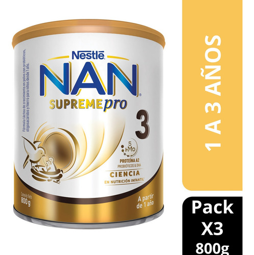 Fórmula Infantil Nan® Supreme 3 800g X3 Tarros Sabor Natural