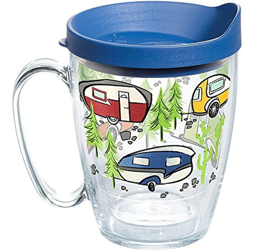 Tervis Retro Camping Vaso Aislado Con Envoltura Y Tapa Azul,