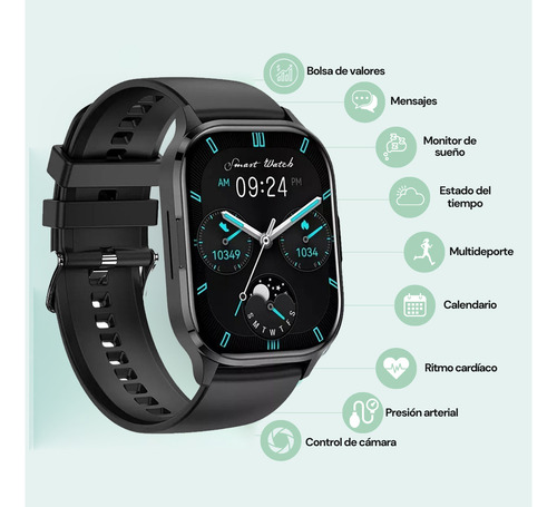 Smart Watch Reloj Inteligente Hombres Caballero Ultra Pantalla Amoled Pro Full Gran Definición Mi Watch Se Compatible Con Ios Y Android Con Audifonos Bluetooth Con Resistencia Al Agua Comerliv 1 Pieza