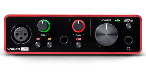 Interface de áudio Focusrite Scarlett Solo red - 3ª Geração
