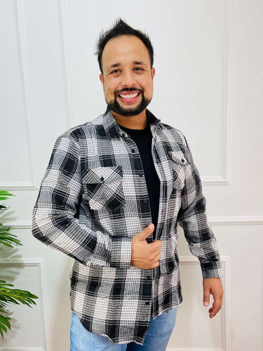 Imagem 2 de 4 de Camisa Masculina Flanelada Delkor Plus Size
