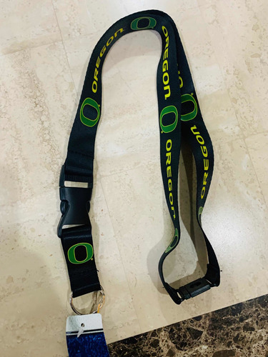 Lanyard Portagafete Y Llaves Ncaa Oregon Ducks Negro