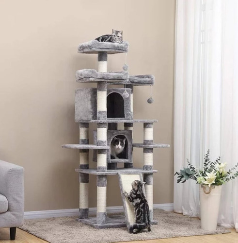 Imagen 4 de 7 de Torre Arbol Rascador Para Gato Mueble Varios Niveles 170cm