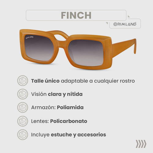 Imagen 3 de 6 de Gafas De Sol Anteojos De Sol Rimland Finch Caramelo
