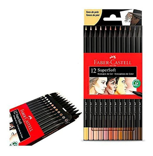 Lápis De Cor Supersoft Tons De Pele 12 Cores Faber-castell