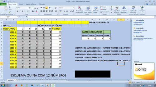 Esquema Quina Com 12 Números Em 12 Jogos