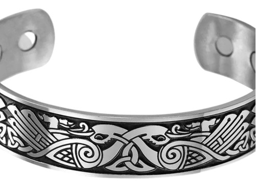 Imagen 5 de 10 de Pulsera Magnetica Hombre Energia Terapia Imanes Acero Plata