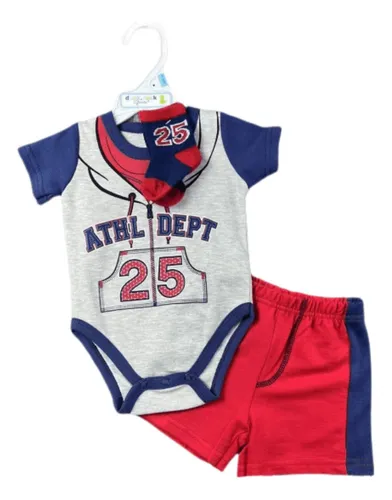 Set 3 Piezas Body Short Y Calcetines Bebé Niño Niña