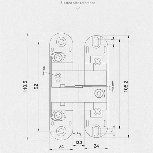 Bisagra De Puerta Metálica Oculta Ajustable En 3d De 180°