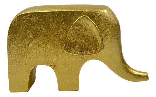 Escultura Elefante De Resina Dourado Geometrico 19cm