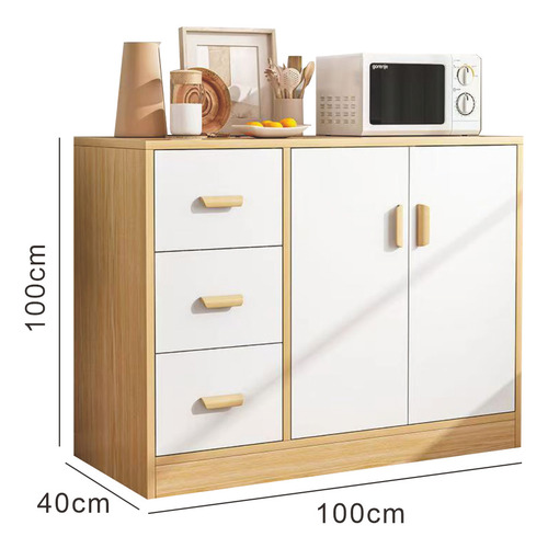 3 Cajones Mueble De Almacenamiento Aparador Multifuncional Roble