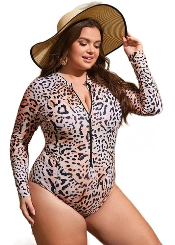 Traje De Baño Leopardo  Xl  Manga Larga Shein Importado