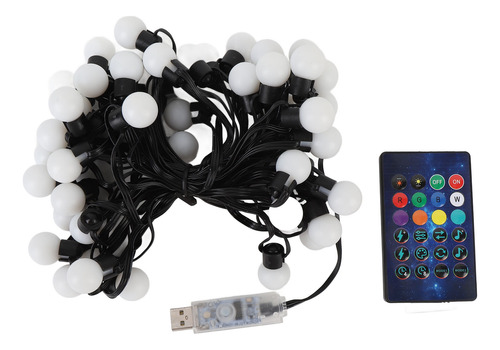 Cadena Rgb Para Patio, 33 Pies, 50 Bombillas, Control De Apl