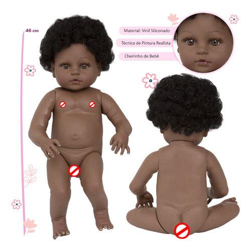 Boneca Reborn Menina Negra Linda Girafa Corpo 100% Vinil