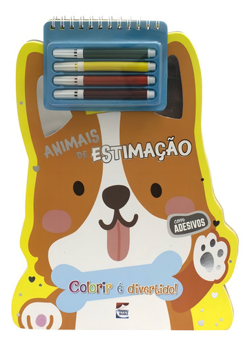Livro Colorir É Divertido Animais De Estimação Canetinha Adesivos