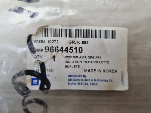Goma Puerta Delantera Chevrolet Spark 2006 2011 Original