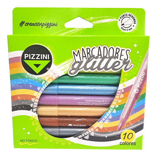 Marcadores Glitter Pizzini X10 U Punta Redonda 2mm