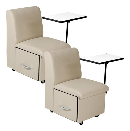 Kit Com 2 Cadeiras Para Manicure Cirandinha Bege Factor