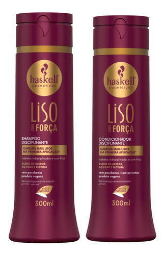 Shampoo E Condic 300ml Liso Com Força Haskell Hidrata Alinha
