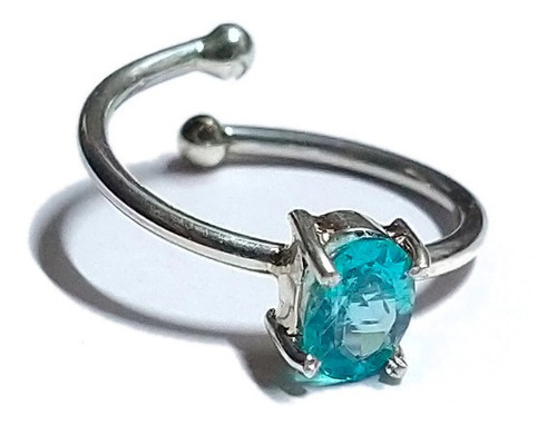 Anillo De Apatito Azul Paraiba Natural Facetado - Plata .925