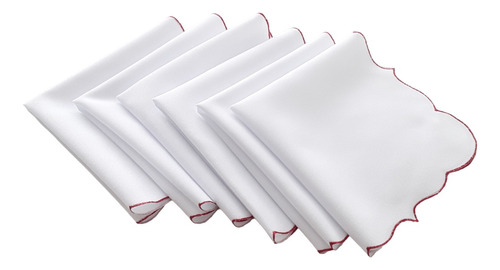 Servilletas Navideñas Blancas Con Borde Rojo X 6 Unidades 