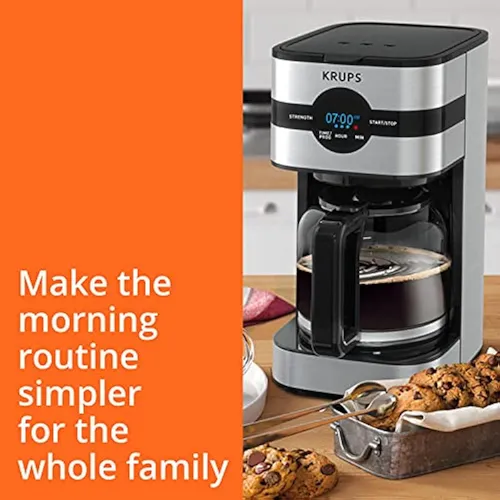 Cafetera Digital Krups 10 Tazas, Personalizacion De Sabor Black Stainless Steel