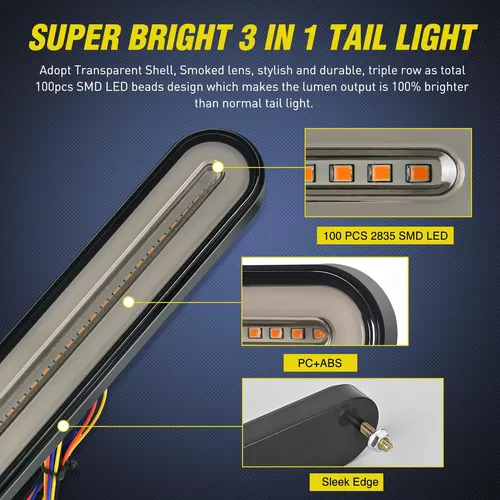 2 Paquete De Barra De Luces Traseras Led Para Remolque De 9 + Parada De  Fren 