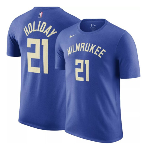 Remera Nike Milwaukee Bucks - #21 Holiday - Nba - Azul - Xxl