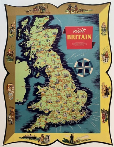 Gran Bretaña - Afiche De Turismo 1950 -  Lámina 45x30 Cm.