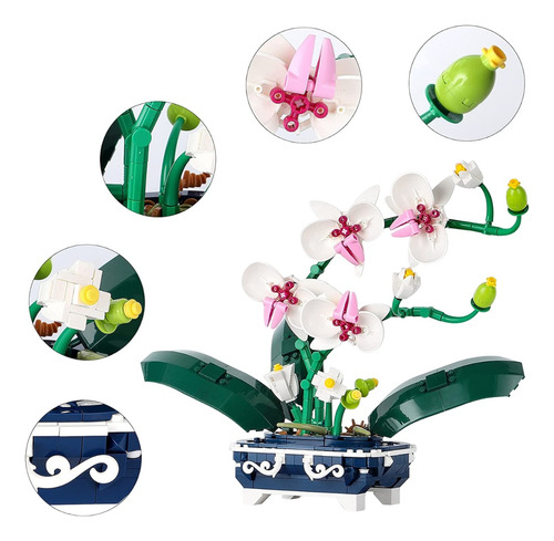 Set Bloque De Construcción Sembo Flores Orquídea Blanca