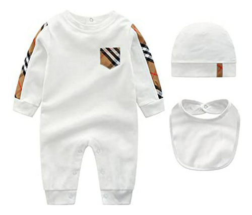 Recién Nacido 3pcs Baby Romper Body Jumpsuit + Hat + Babero 
