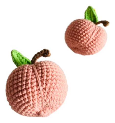 Durazno Souvenir Amigurumi Llavero Tejido Fruta Duraznito Coral Claro