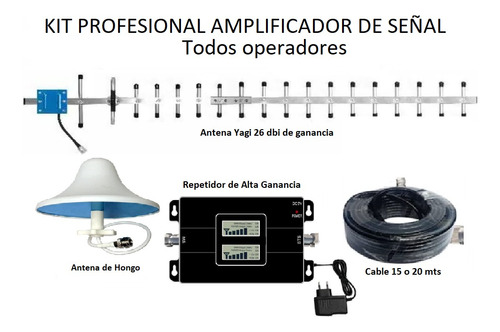 Kit Amplificador De Señal Profesional Area Rural 2g 3g 4g 5g