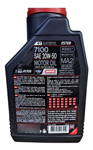 Aceite Motul 7100 20w50 4t Full Sintetico