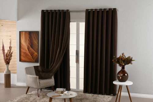 Cortina Blecaute Tecido  6,00x2,10 Com Voil Sala/quarto