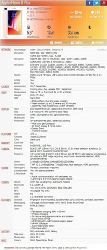 Apple iPhone 8 Plus A1864 A1897 3gb 256gb