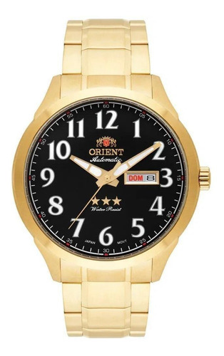 Relógio Orient Masculino Automático 469gp074 P2kx Cor da correia Dourado Cor do bisel Dourado Cor do fundo Preto