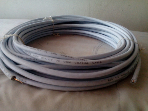 Cable Coaxial Rg6 75 Ohm, Hq Color Blanco, Trazo De 19mts