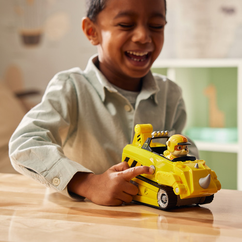 Paw Patrol Jungle Pups Vehículo Rion De Rubble Con Figura Amarillo