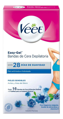 Veet Easy Gel Banda Axila Bikini Piel Sensible X 16 Un