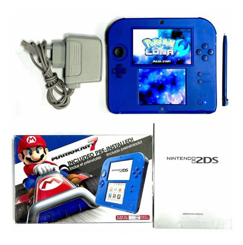 Nintendo 2ds Ntsc En Caja + Pokémon Luna + Cargador 220v